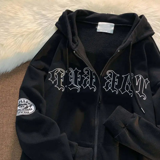 Lettered Hooded Cardigan for Couples