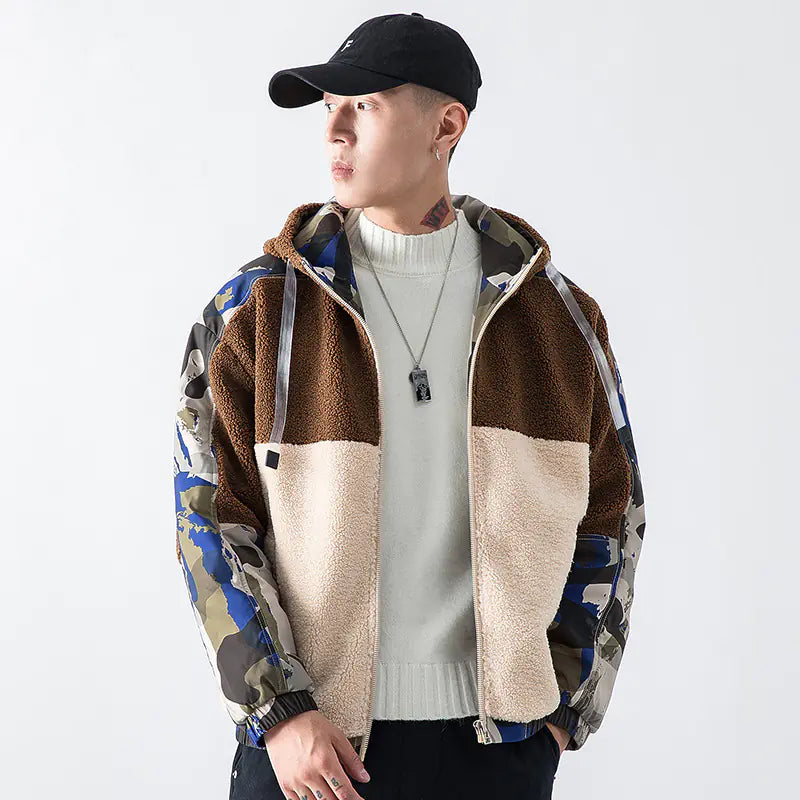 Men's Fleece Jacket with Hood and Stylish Design