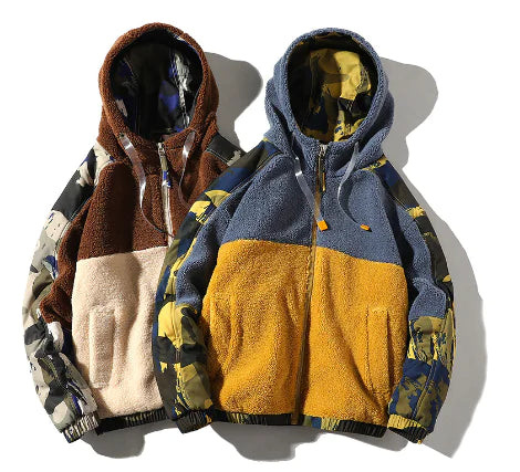 Men's Fleece Jacket with Hood and Stylish Design