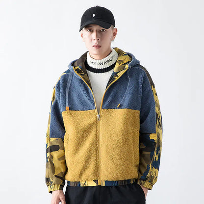 Men's Fleece Jacket with Hood and Stylish Design