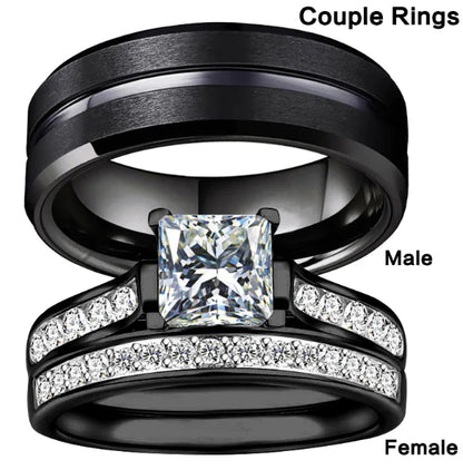 Crystal Diamond Ring Couples Bracelet