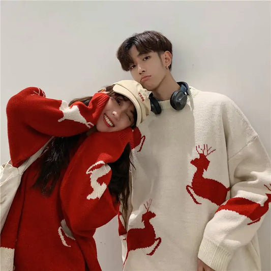 New Jacquard Christmas Loose Knit Sweater