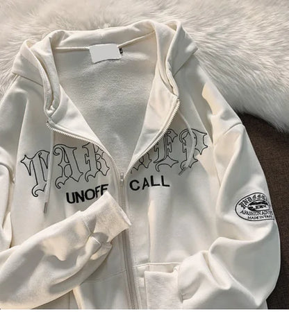 Lettered Hooded Cardigan for Couples